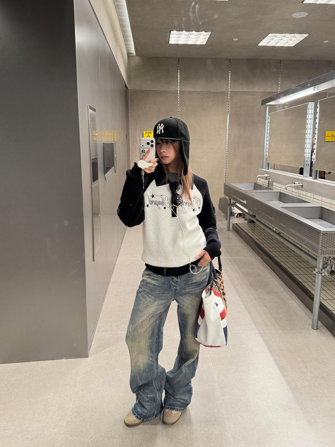 DETW onLine Vintage Black White Colorblock Print Polo Hooded Women&