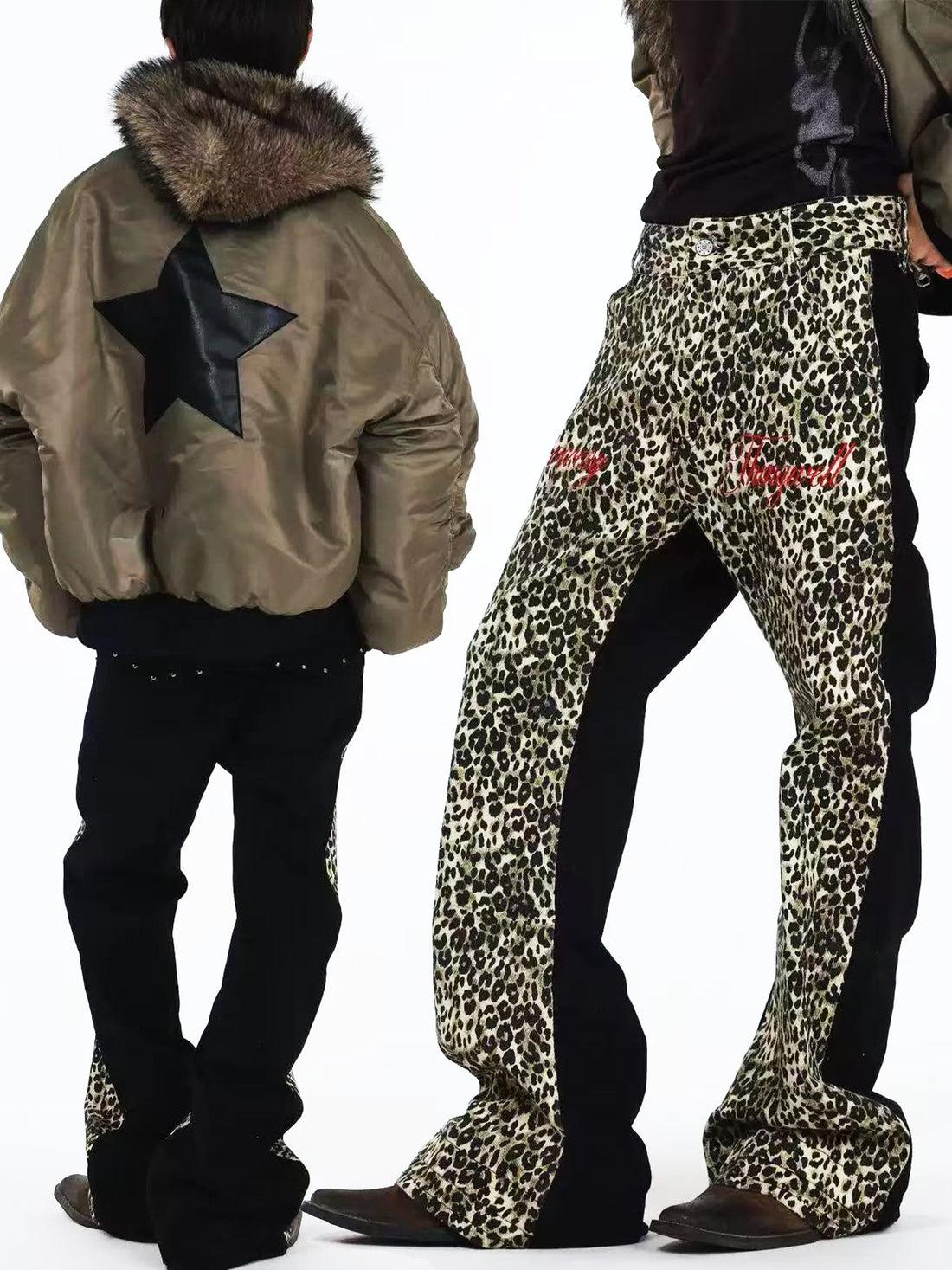 DETW onLine Vintage Double Tone Leopard Patchwork Embroidered Women&
