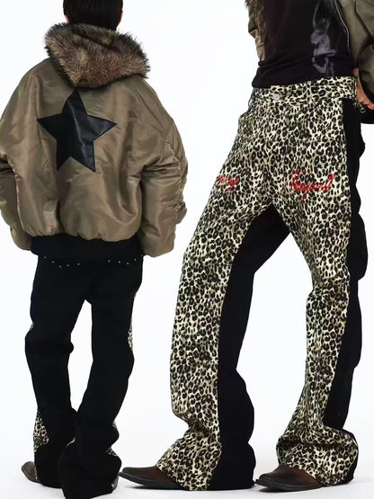 DETW onLine Vintage Double Tone Leopard Patchwork Embroidered Women&