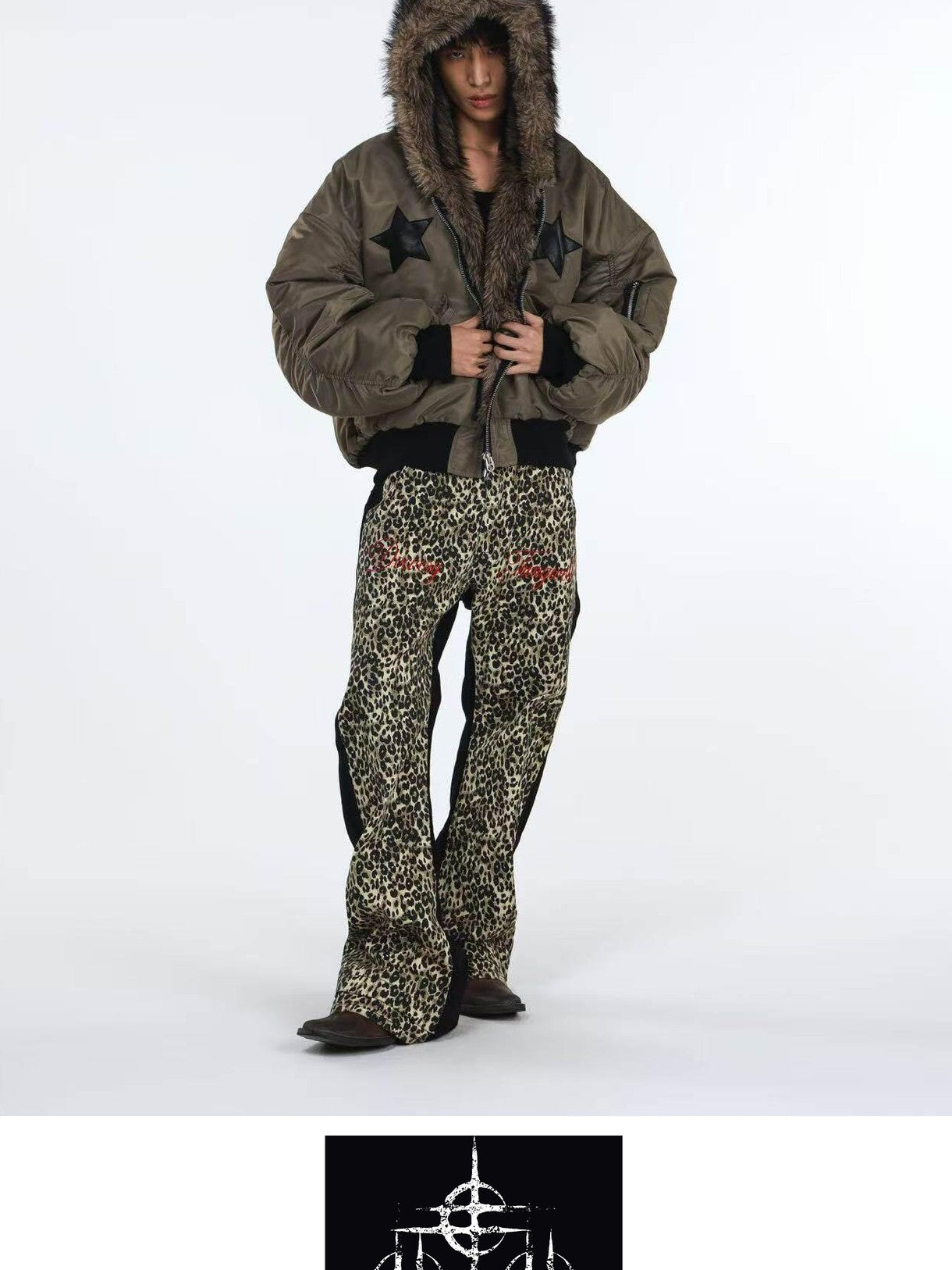 DETW onLine Vintage Double Tone Leopard Patchwork Embroidered Women&