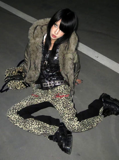 DETW onLine Vintage Double Tone Leopard Patchwork Embroidered Women&