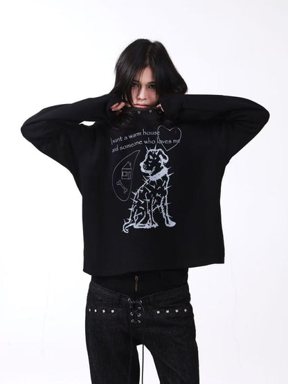 DETW onLine Washed Black Studded Slogan Print Women&