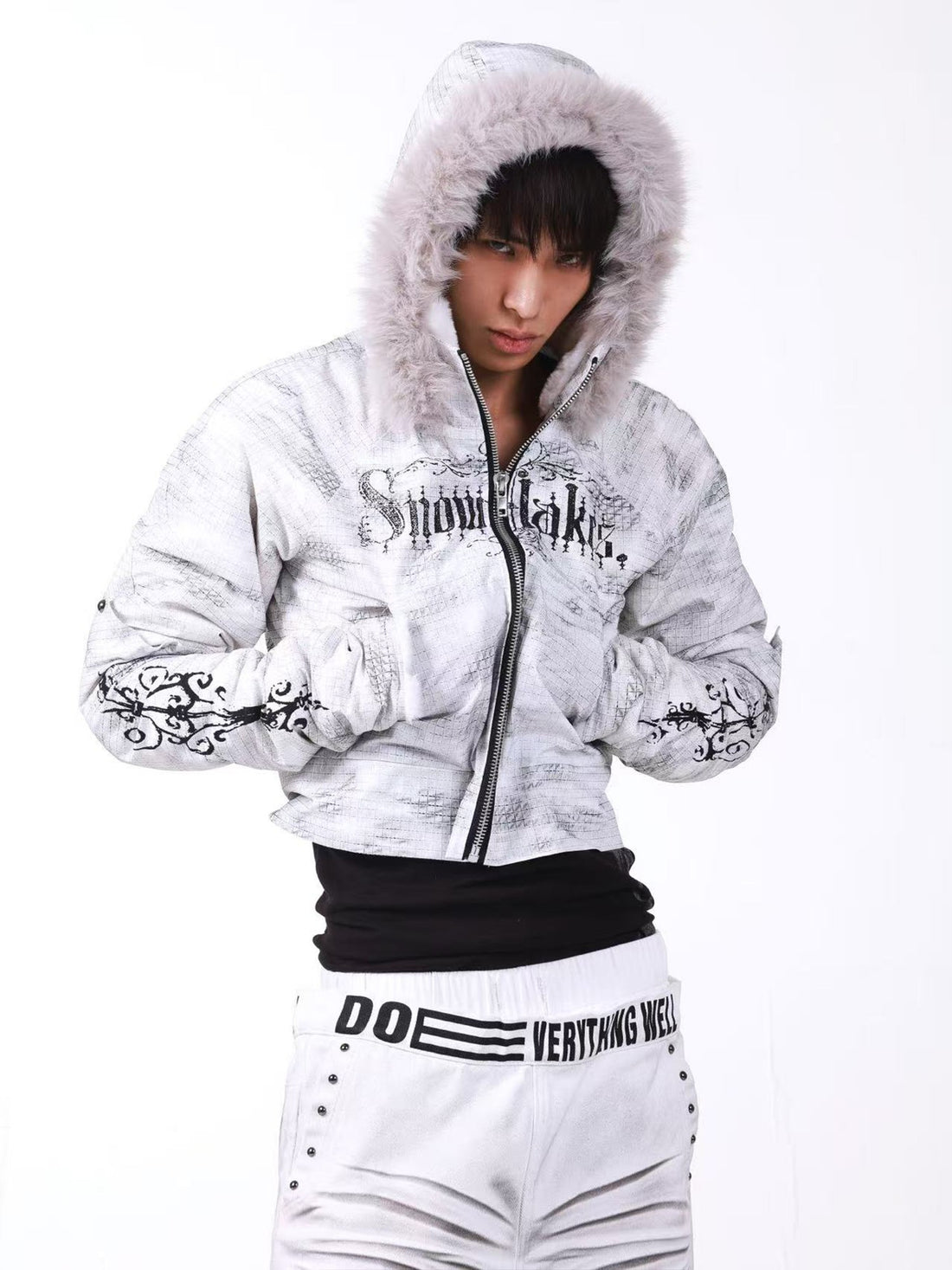 DETW onLine Washed Distressed Fur Trim Knight Eagle Women&