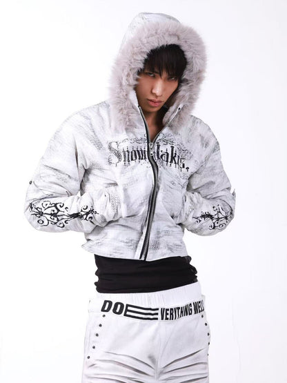 DETW onLine Washed Distressed Fur Trim Knight Eagle Women&