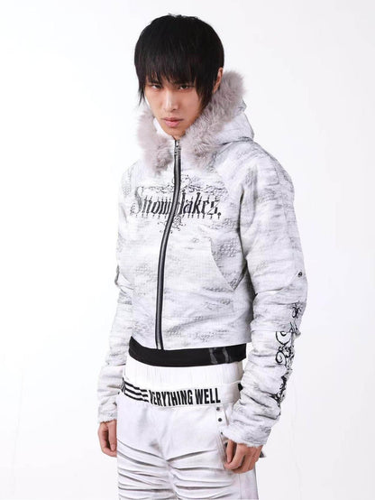 DETW onLine Washed Distressed Fur Trim Knight Eagle Women&