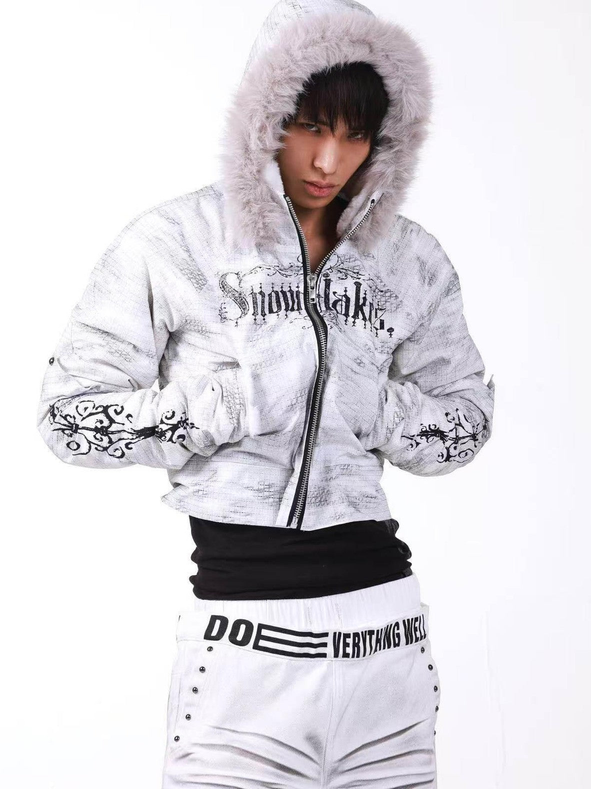 DETW onLine Washed Distressed Fur Trim Knight Eagle Women&