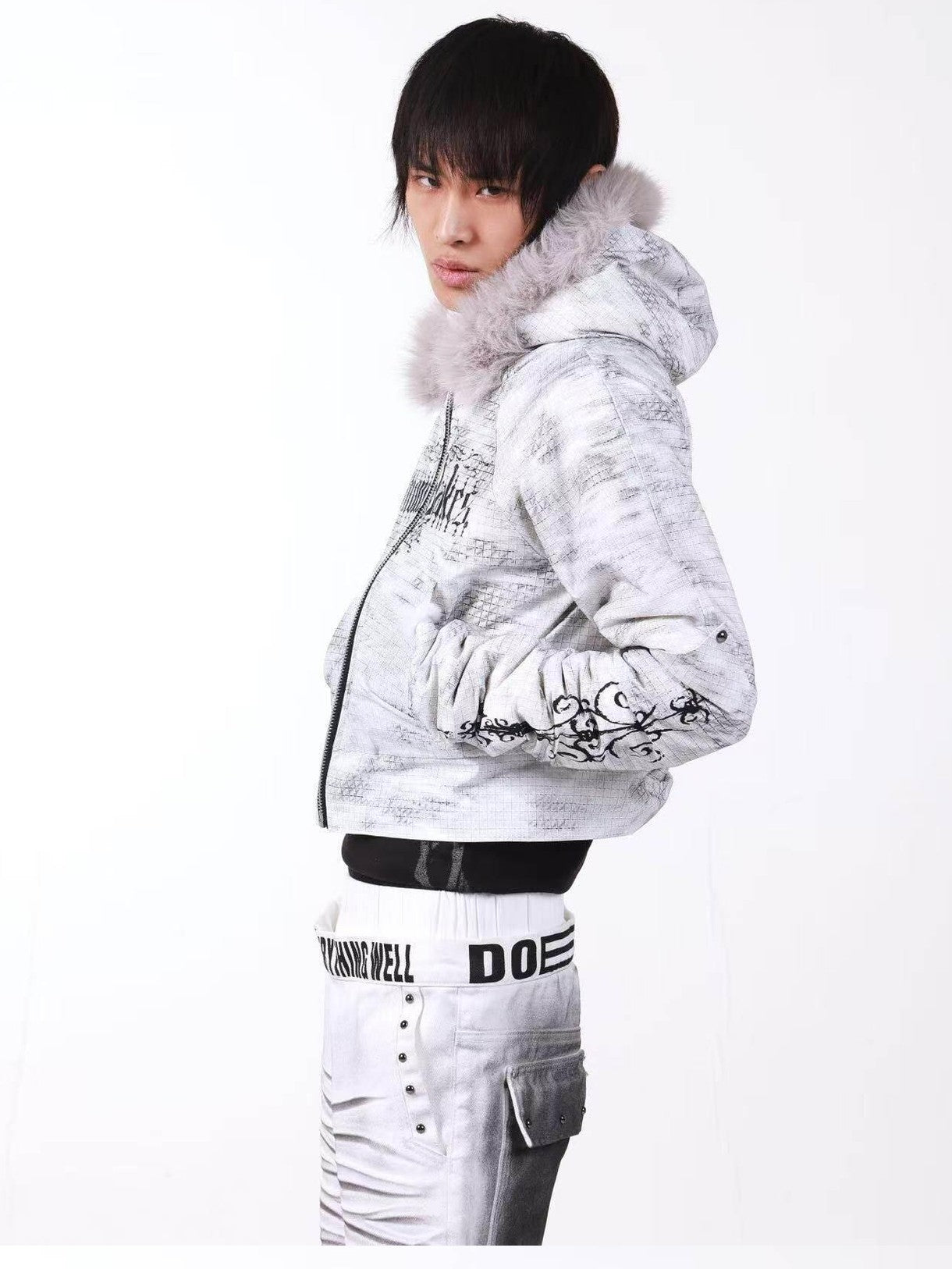 DETW onLine Washed Distressed Fur Trim Knight Eagle Women&