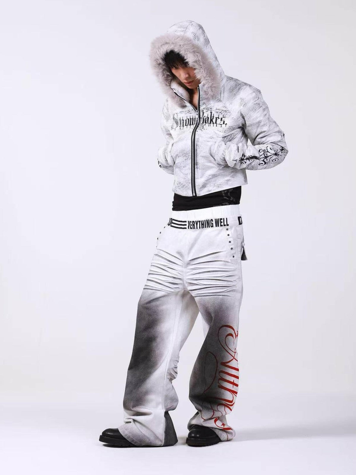 DETW onLine Washed Distressed Fur Trim Knight Eagle Women&