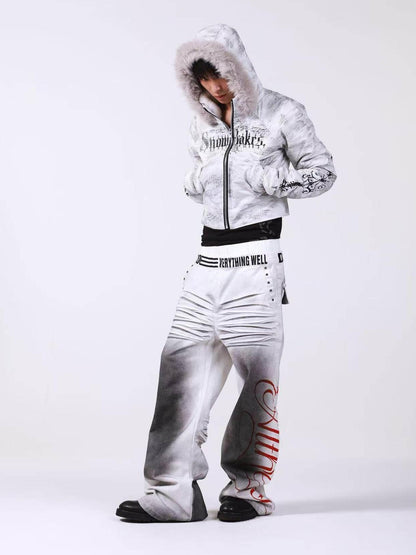 DETW onLine Washed Distressed Fur Trim Knight Eagle Women&