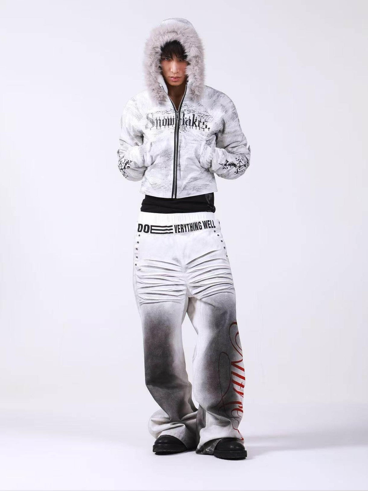 DETW onLine Washed Distressed Fur Trim Knight Eagle Women&