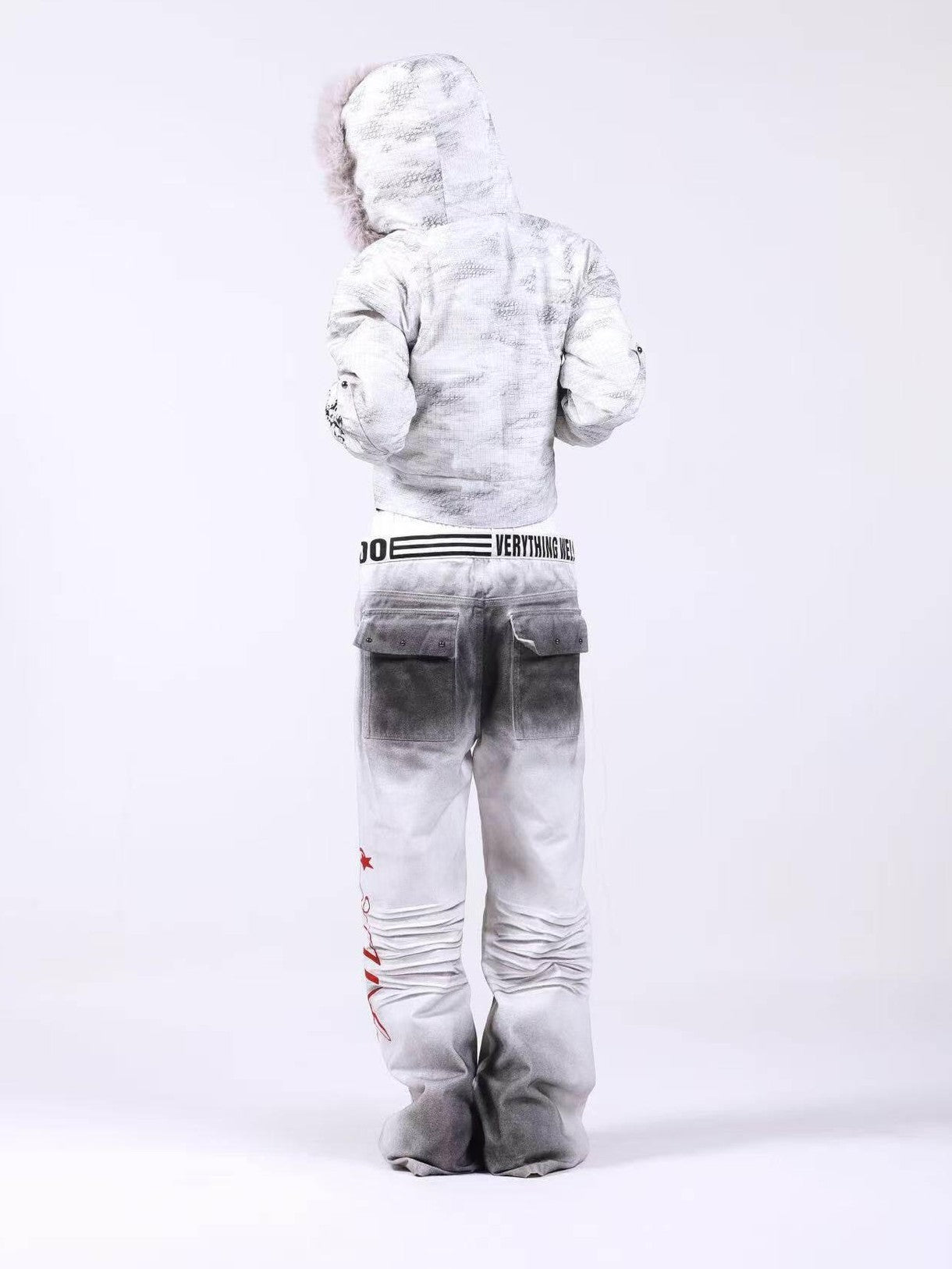 DETW onLine Washed Distressed Fur Trim Knight Eagle Women&