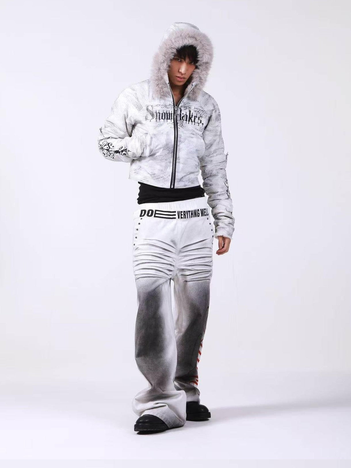 DETW onLine Washed Distressed Fur Trim Knight Eagle Women&