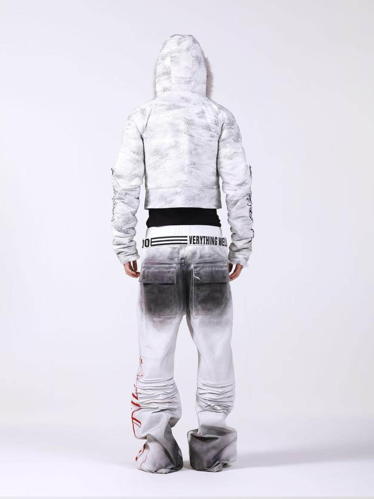 DETW onLine Washed Distressed Fur Trim Knight Eagle Women&
