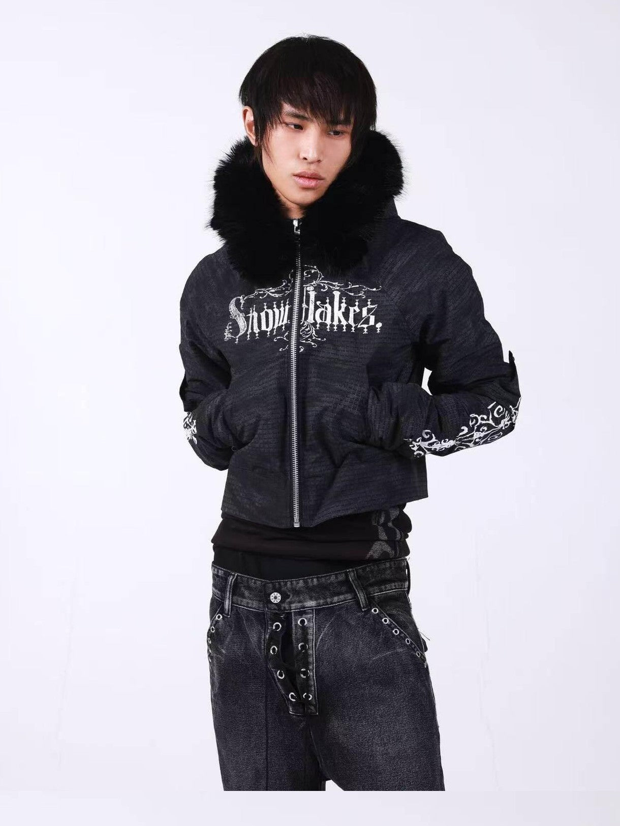 DETW onLine Washed Distressed Fur Trim Knight Eagle Women&