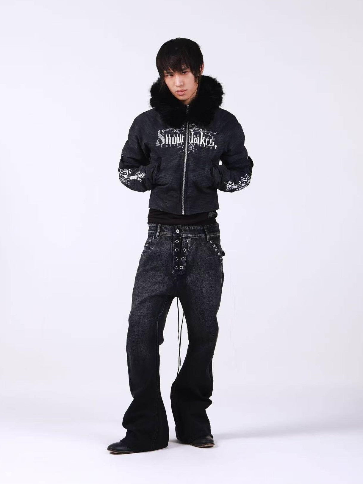 DETW onLine Washed Distressed Fur Trim Knight Eagle Women&