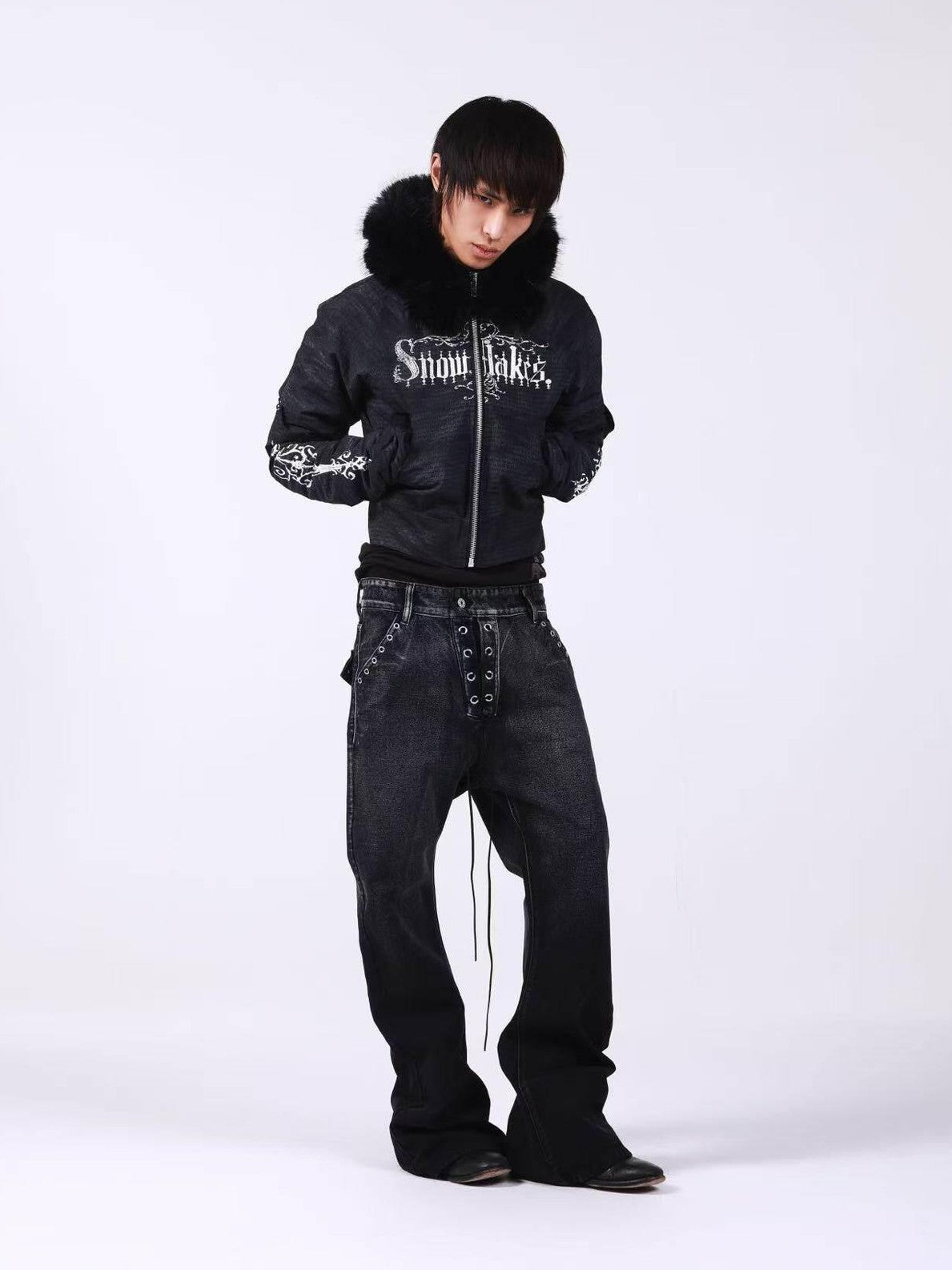 DETW onLine Washed Distressed Fur Trim Knight Eagle Women&