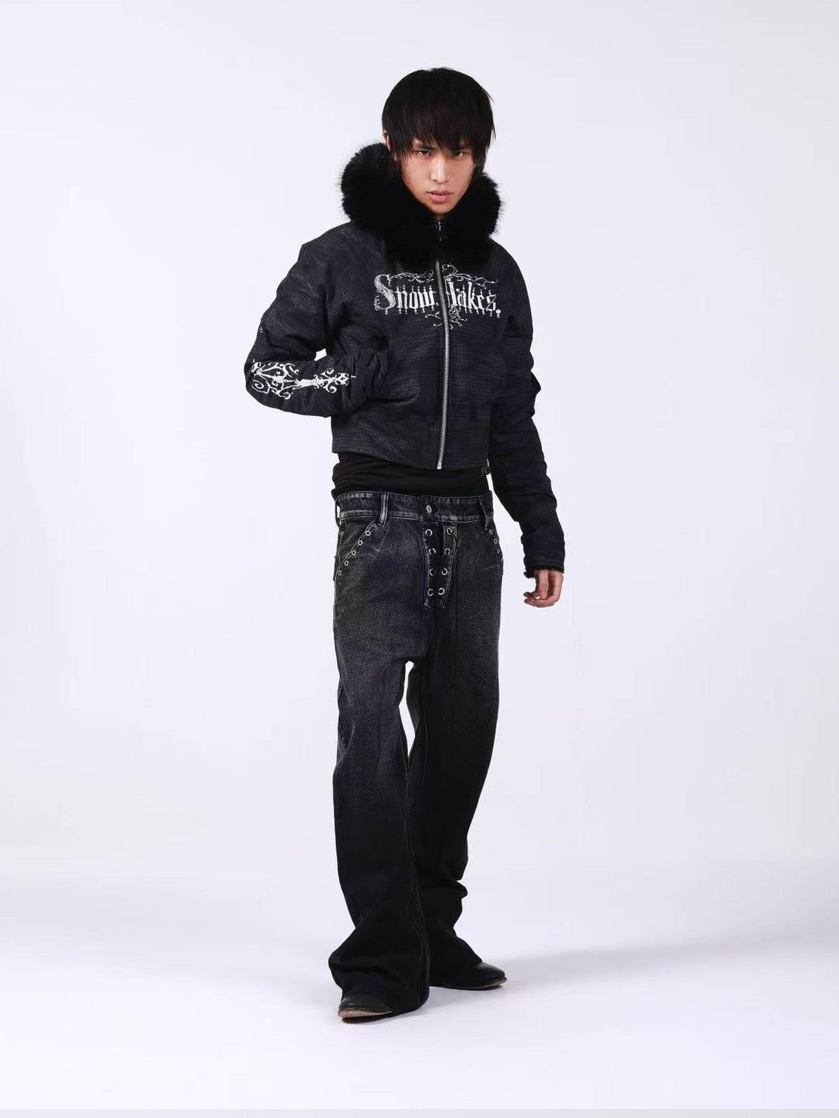 DETW onLine Washed Distressed Fur Trim Knight Eagle Women&