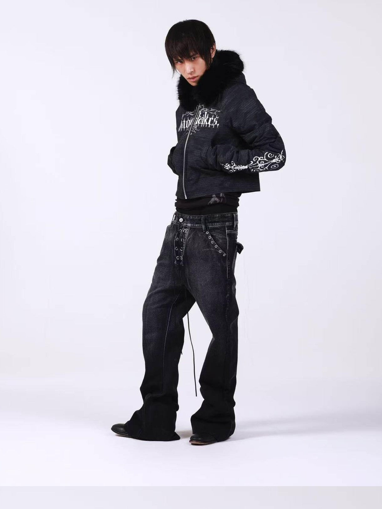 DETW onLine Washed Distressed Fur Trim Knight Eagle Women&