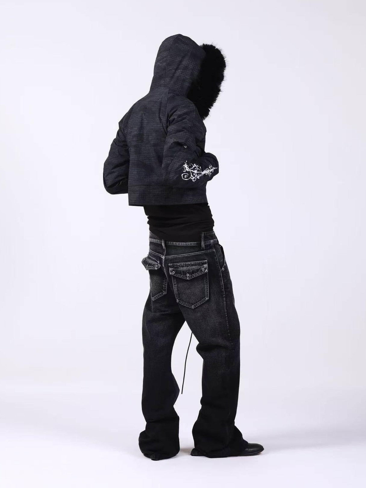 DETW onLine Washed Distressed Fur Trim Knight Eagle Women&
