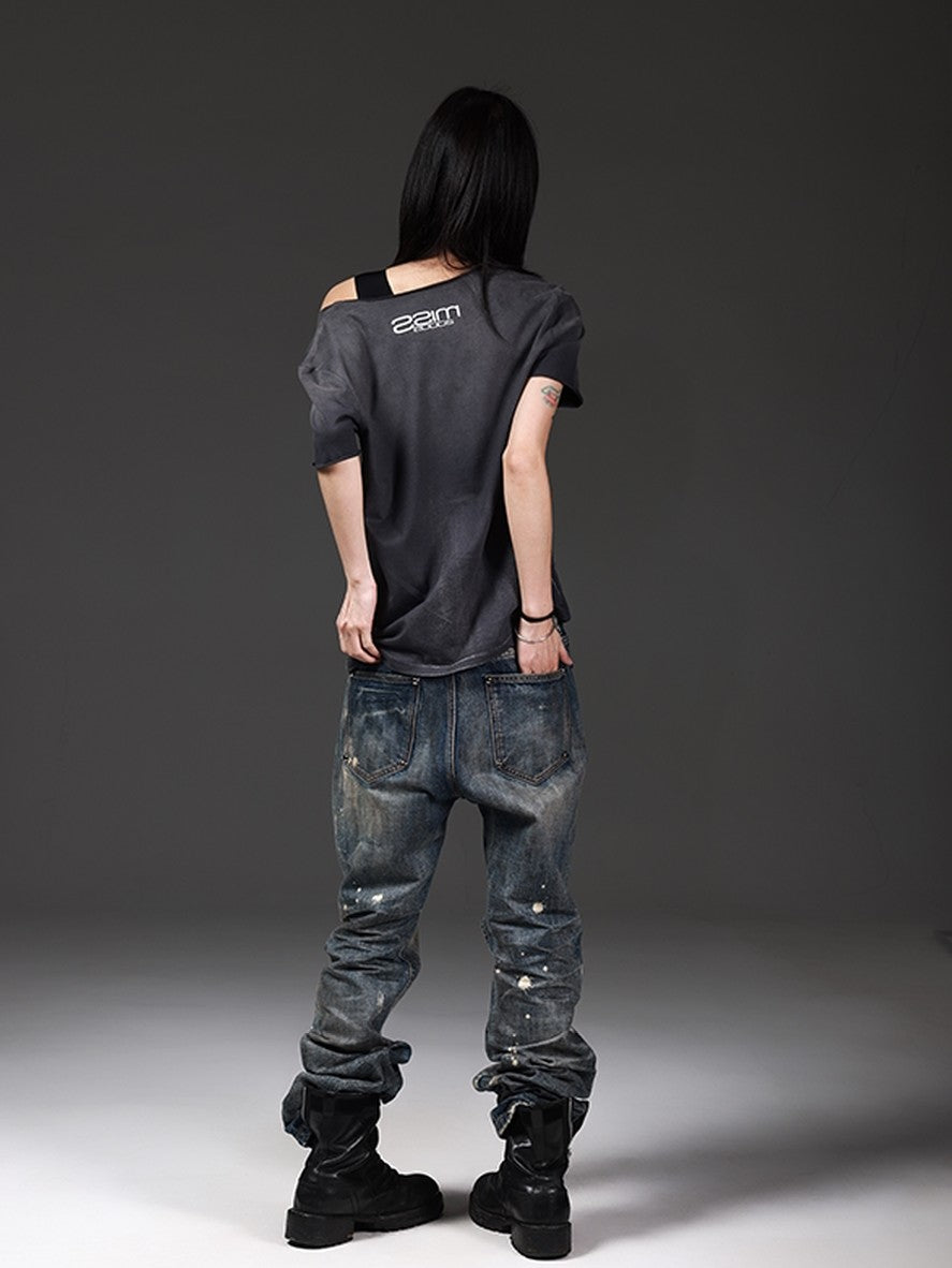 DETW onLine Washed Distressed Music Note Print Women&