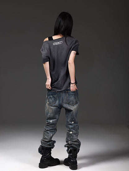 DETW onLine Washed Distressed Music Note Print Women&