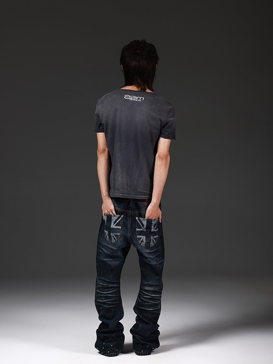 DETW onLine Washed Distressed Music Note Print Women&