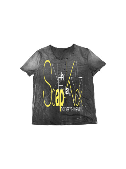 DETW onLine Washed Distressed Silver Foil Print Women&