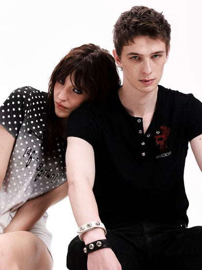 DETW onLine Washed Distressed Silver Foil Print Women&
