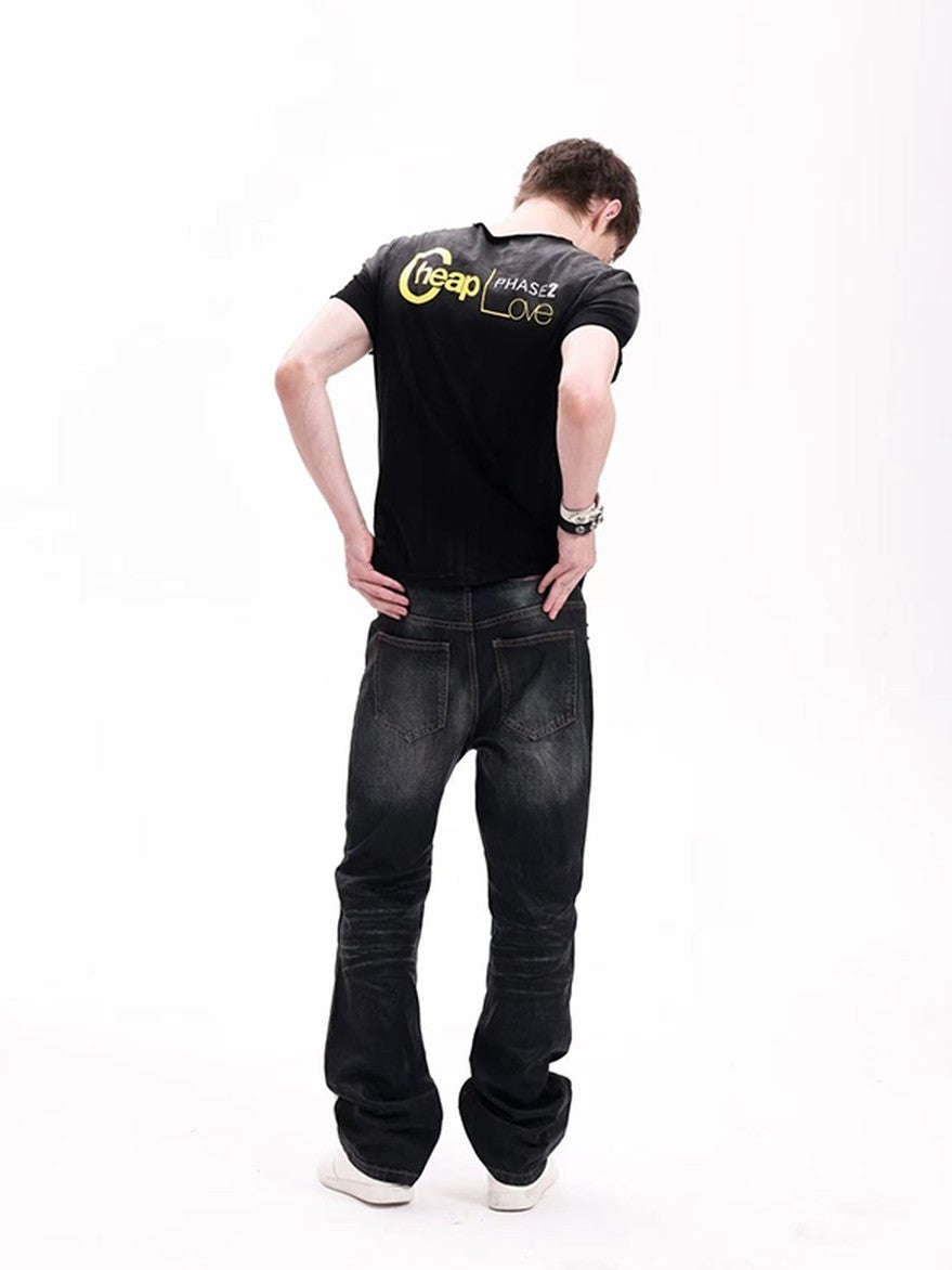 DETW onLine Washed Distressed Silver Foil Print Women&