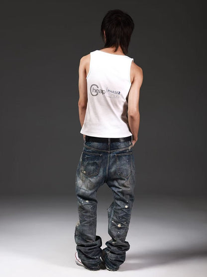 DETW onLine Washed Distressed Studded Two Tone Print Women&