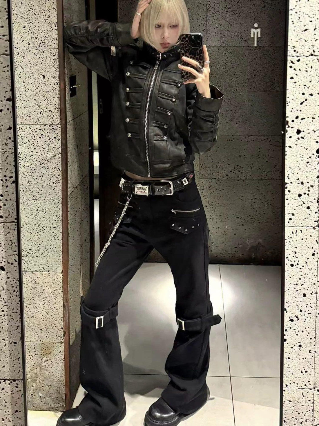 DETW onLine Washed Metal Zip Adjustable Strap 3d Cut Women&
