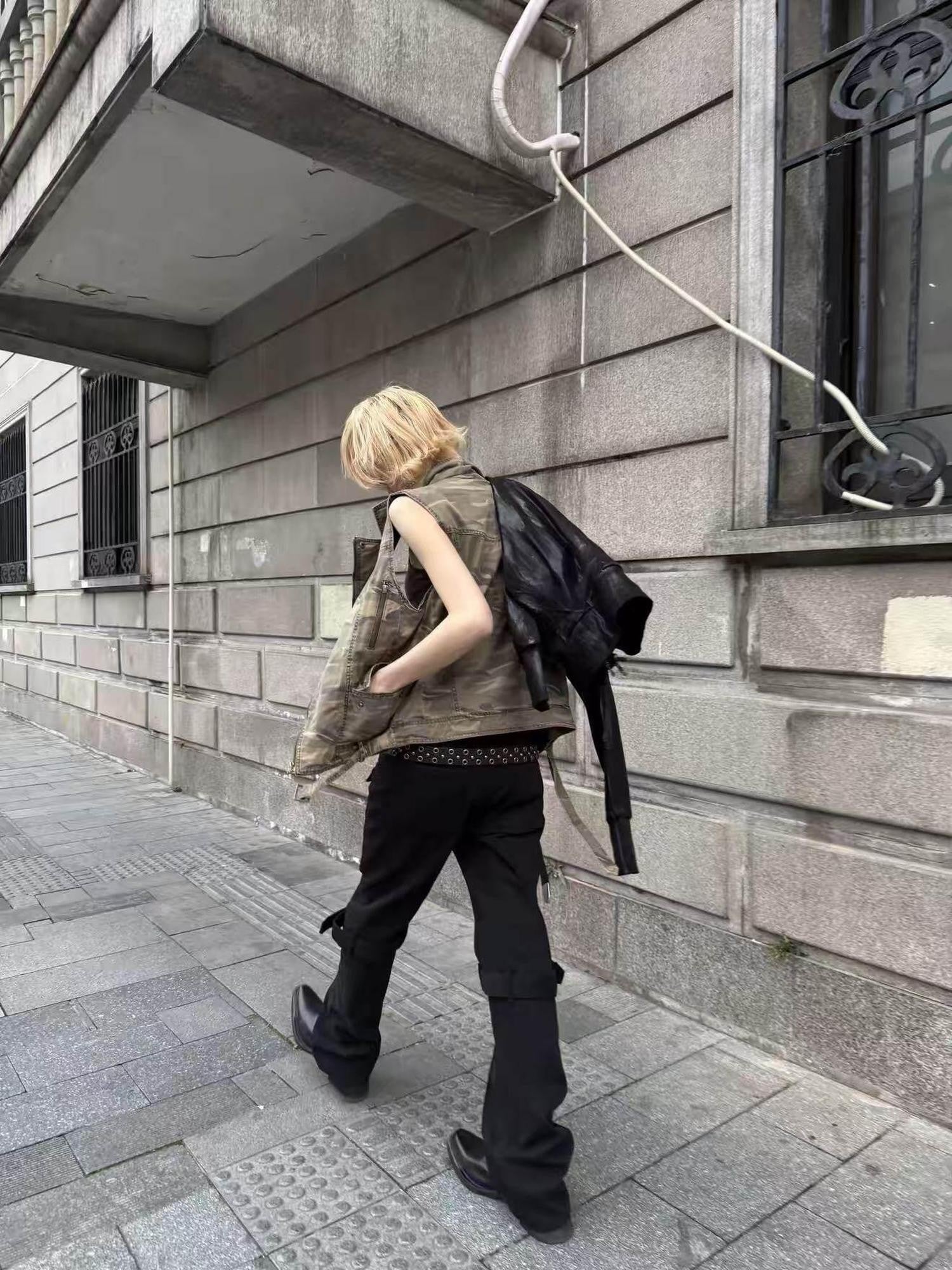 DETW onLine Washed Metal Zip Adjustable Strap 3d Cut Women&