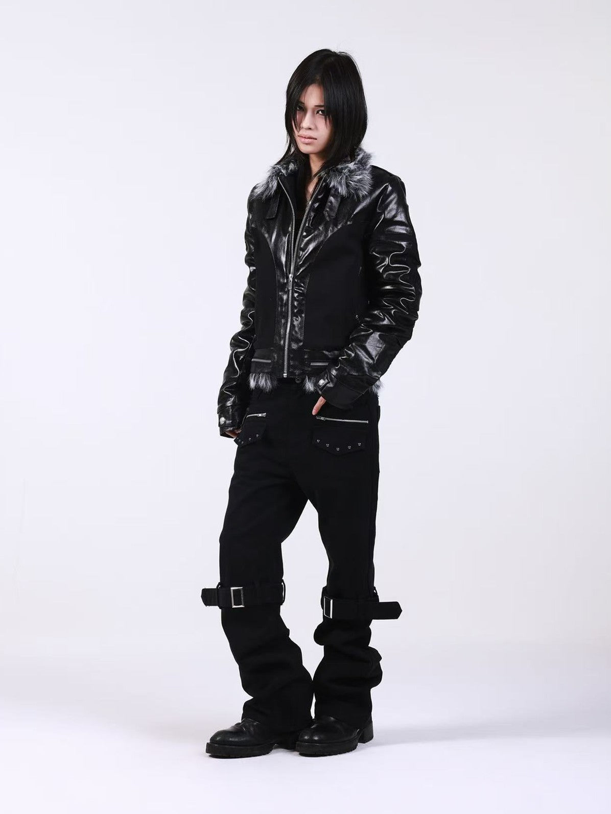 DETW onLine Washed Metal Zip Adjustable Strap 3d Cut Women&