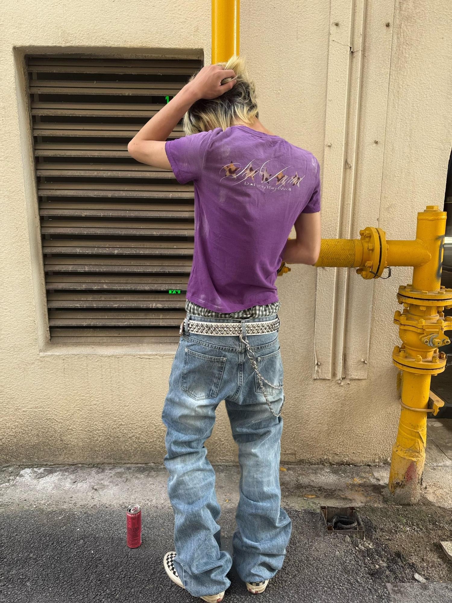 DETW onLine Washed Purple Leopard Heart Print Distressed Women&