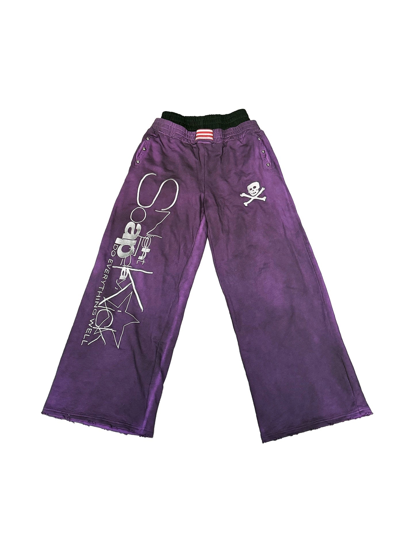 DETW_onLine_Washed_Purple_Skull_Embroidered_Double_Waist_Women&