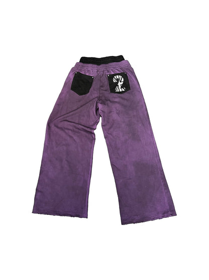 DETW onLine Washed Purple Skull Embroidered Double Waist Women&