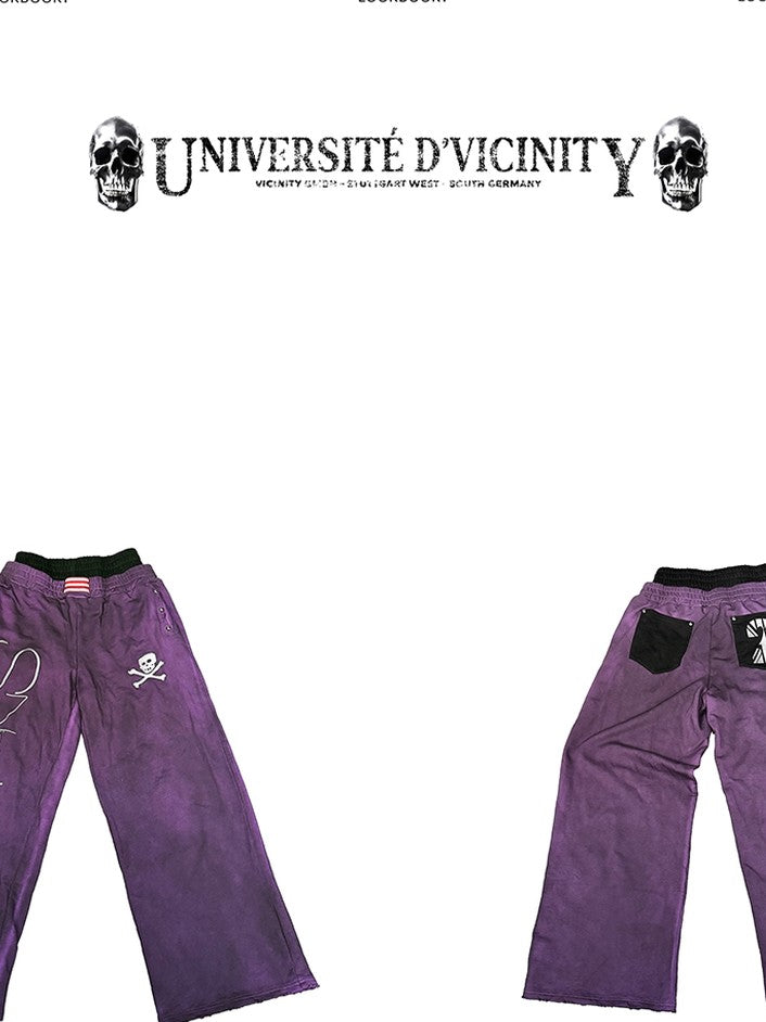 DETW onLine Washed Purple Skull Embroidered Double Waist Women&