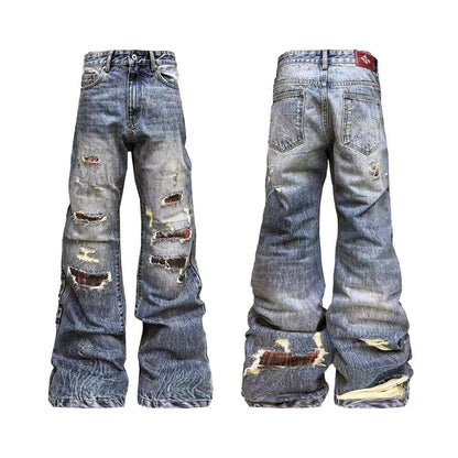 DETW_onLine_Washed_Red_Plaid_Ripped_Mid_Rise_Slimming_Women&