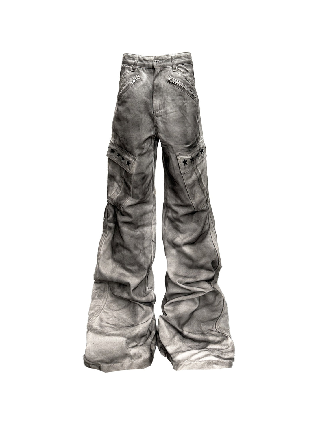 DETW_onLine_Washed_Spray_Star_Print_Shaped_Pocket_Women&