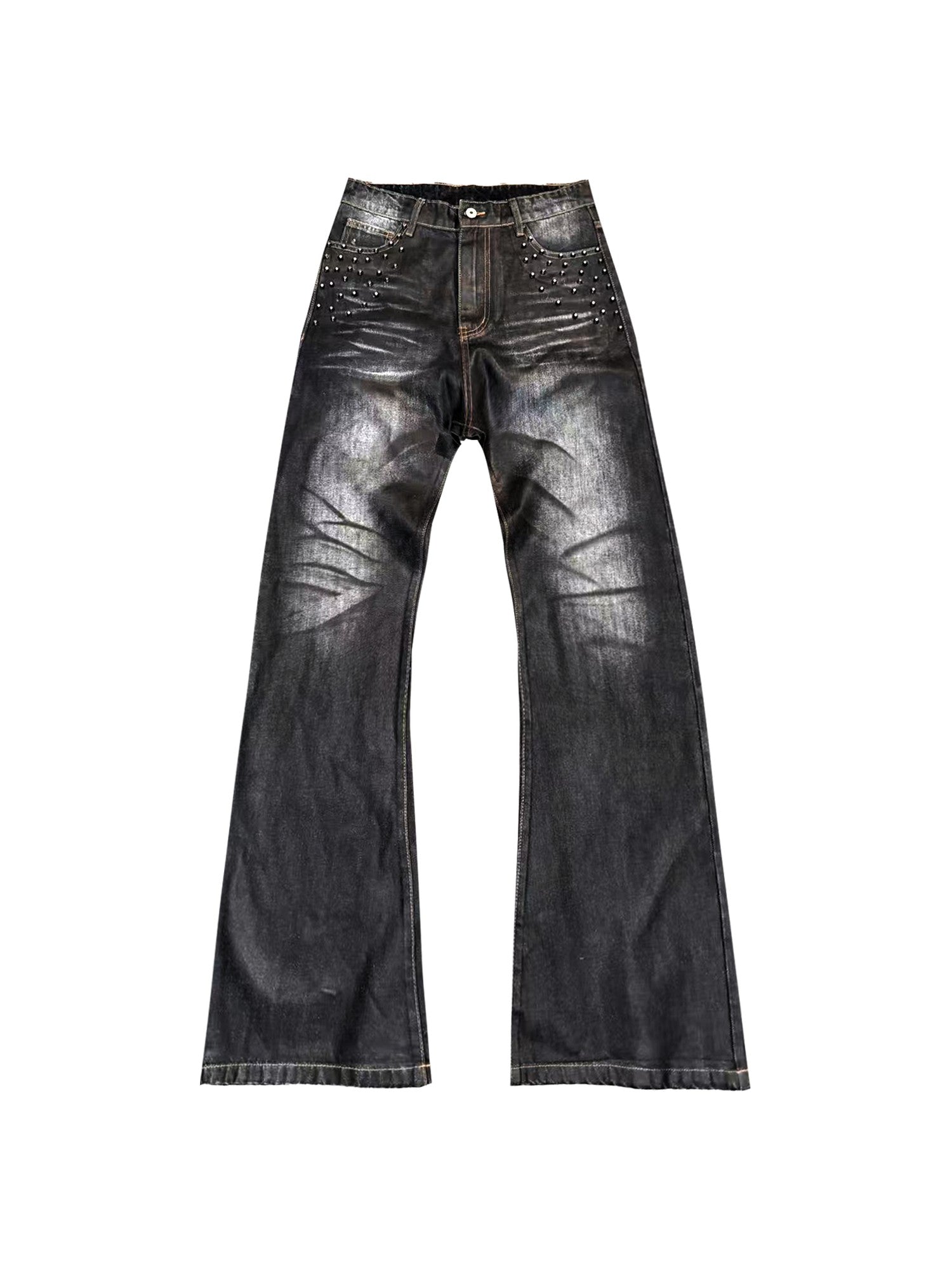DETW onLine Washed Waxed Claw Print Rivets Stacked Women&