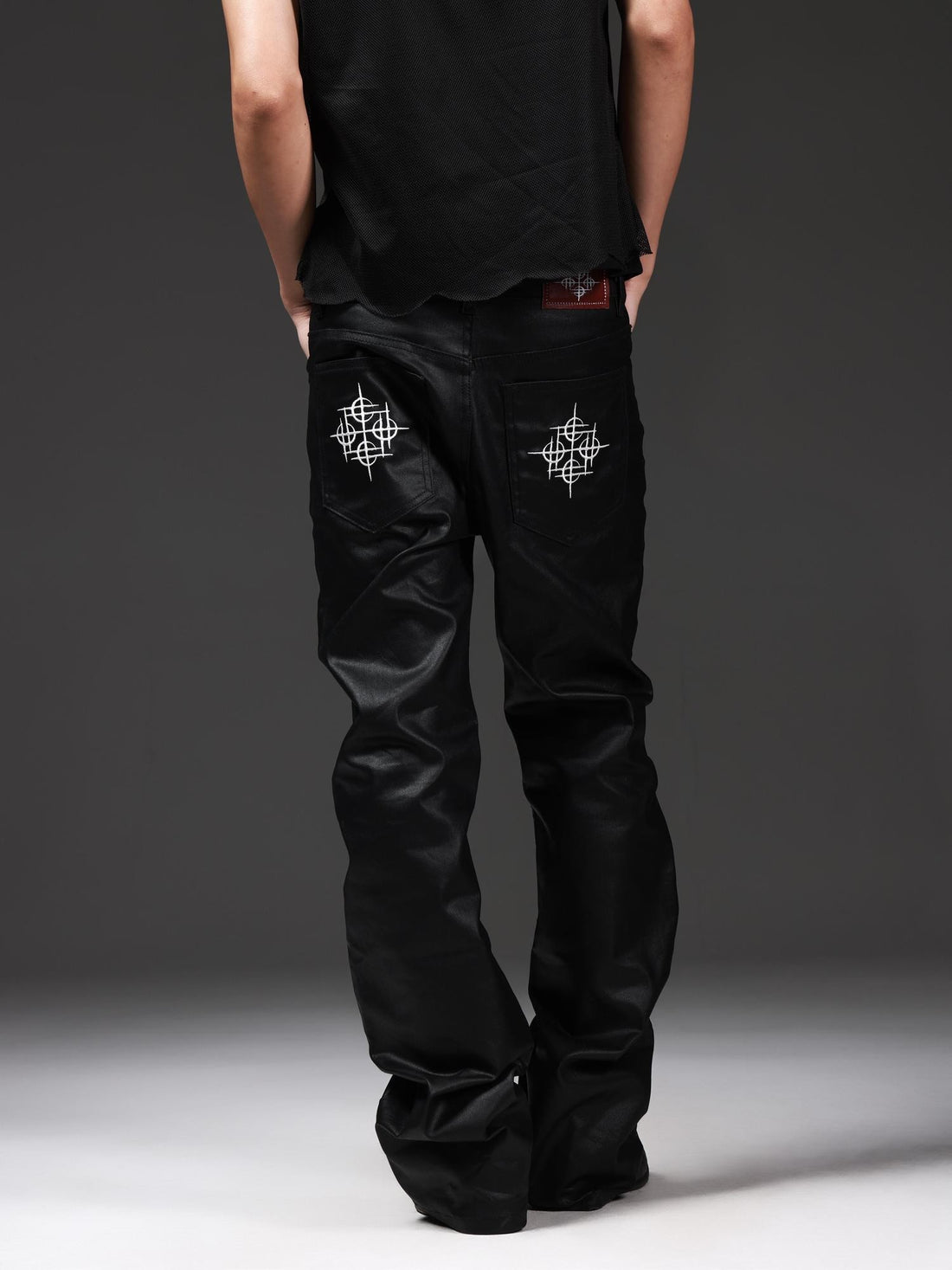 DETW onLine Waxed Black Gothic Cross Machine Embroidered Women&