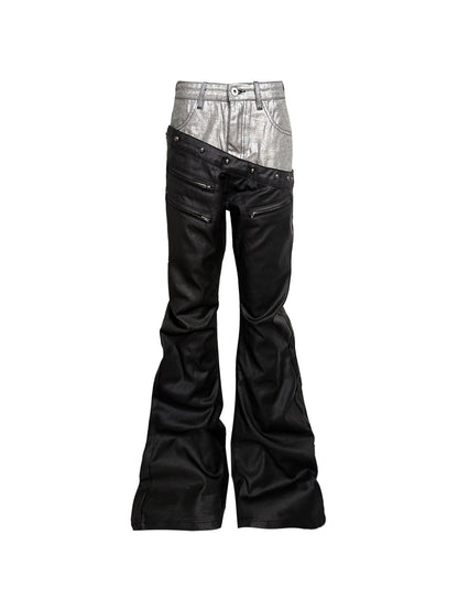 DETW_onLine_Waxed_Black_Silver_Slogan_Embroidered_Asymmetric_Waist_Women&