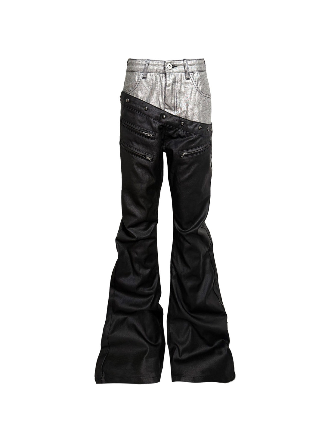 DETW onLine Waxed Black Silver Slogan Embroidered Asymmetric Waist Women&