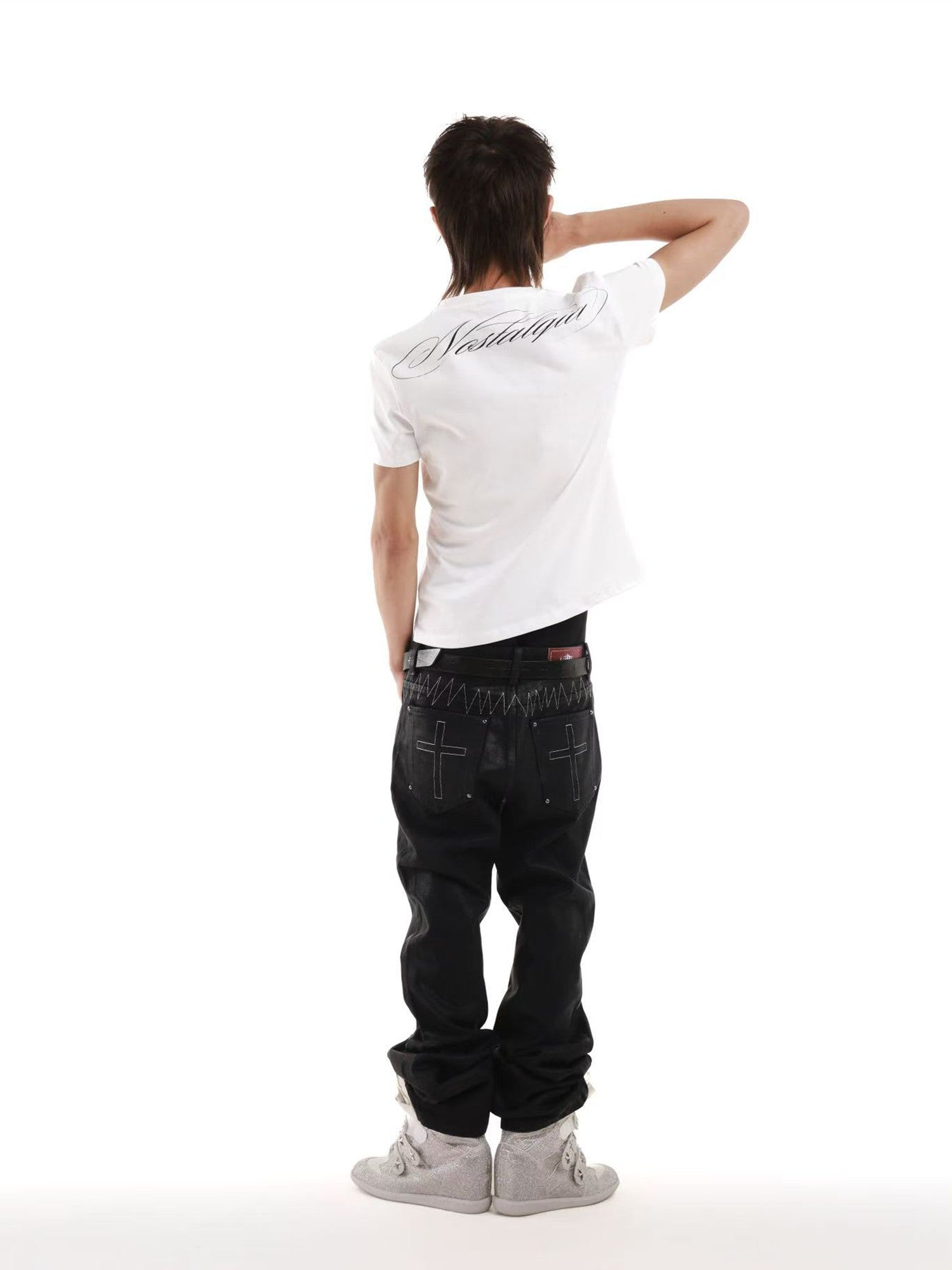 DETW onLine White Rhinestone Glitter Union Jack Print Women&
