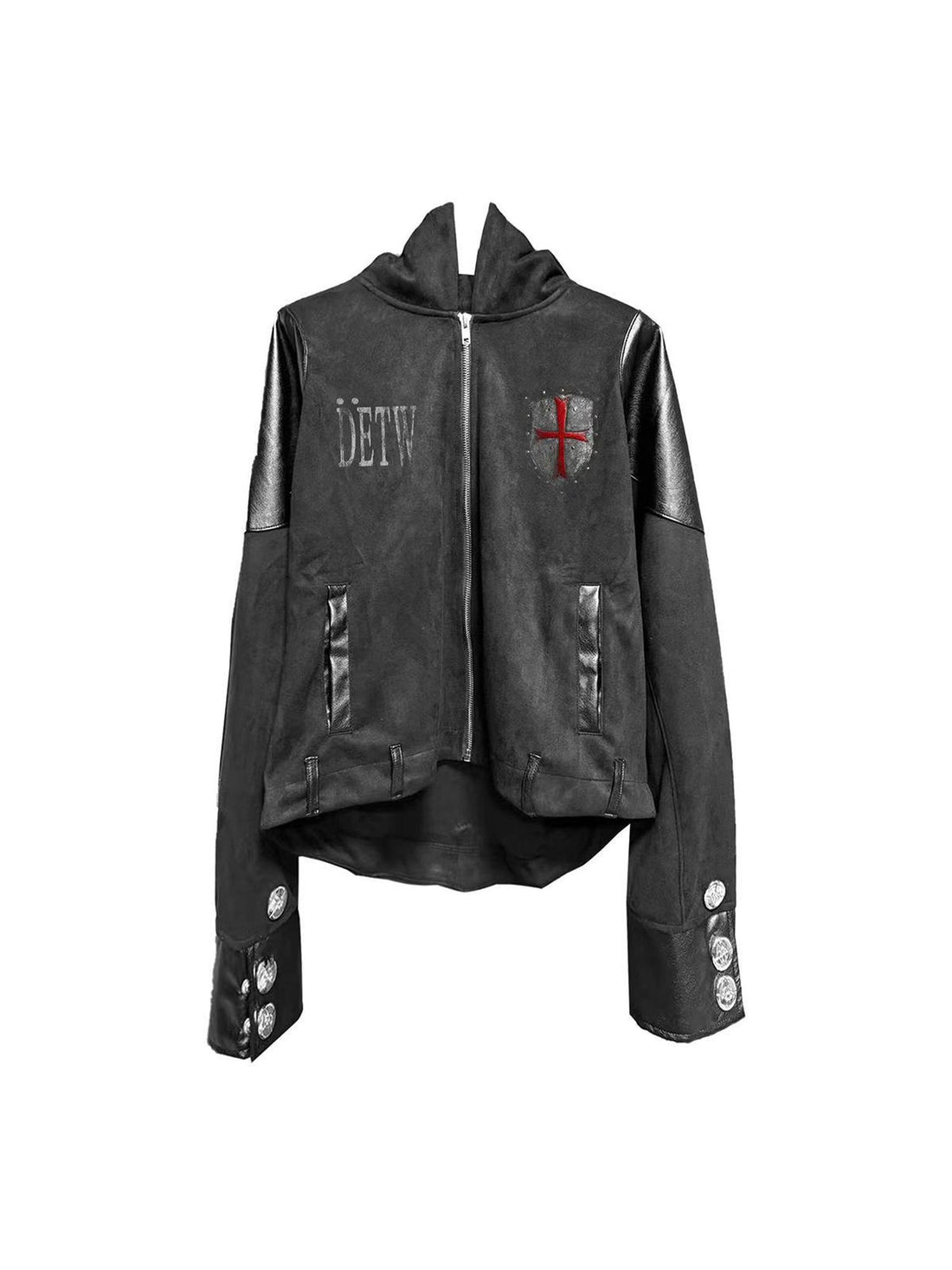 DETW online Armor Deconstructed Hooded Zip Coat V-neck T-shirt Long Sleeve