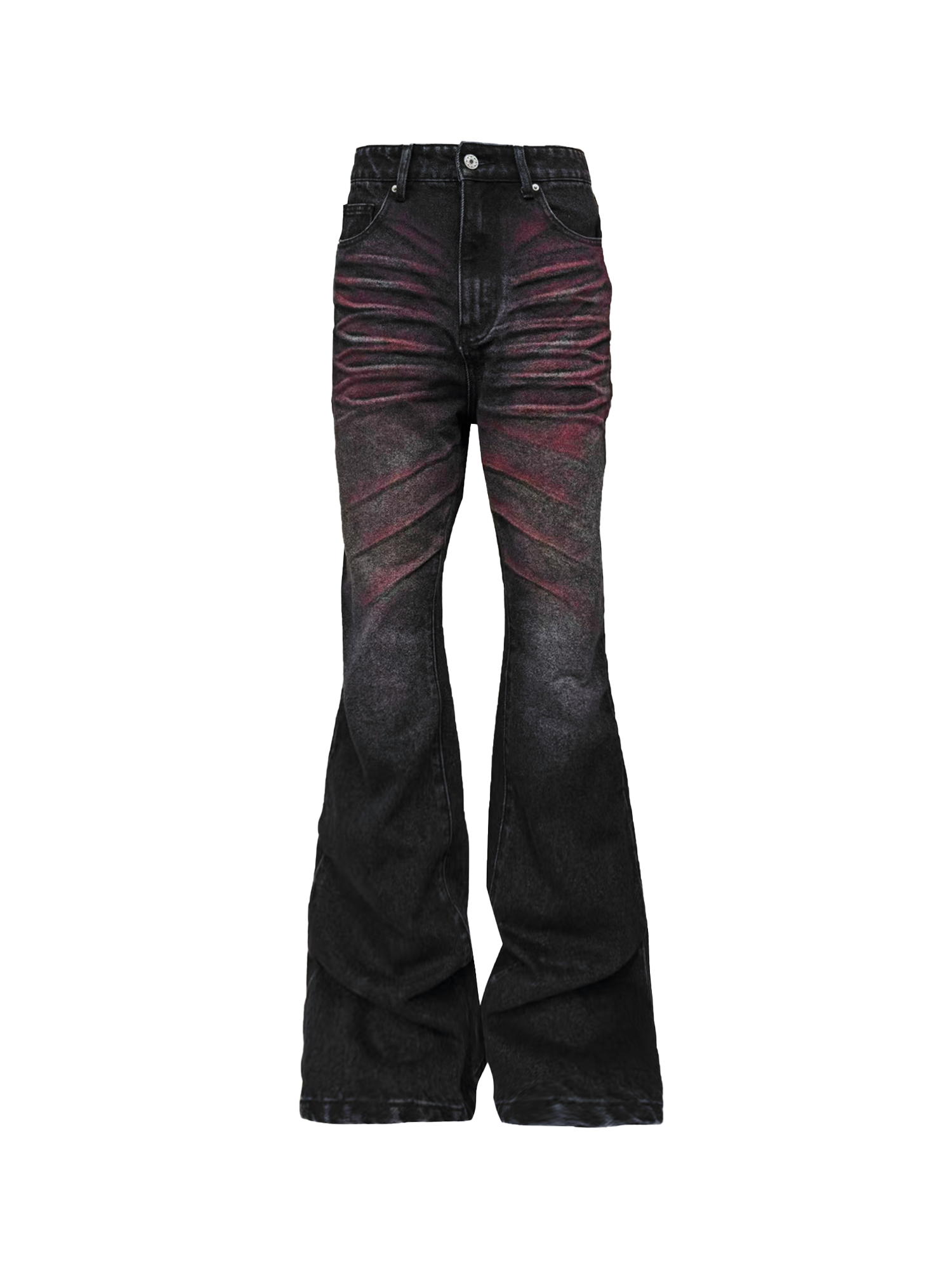 DETW online Jeans mit „Blood Claw“-Waschung, Used-Look und Nieten, ausgestellt