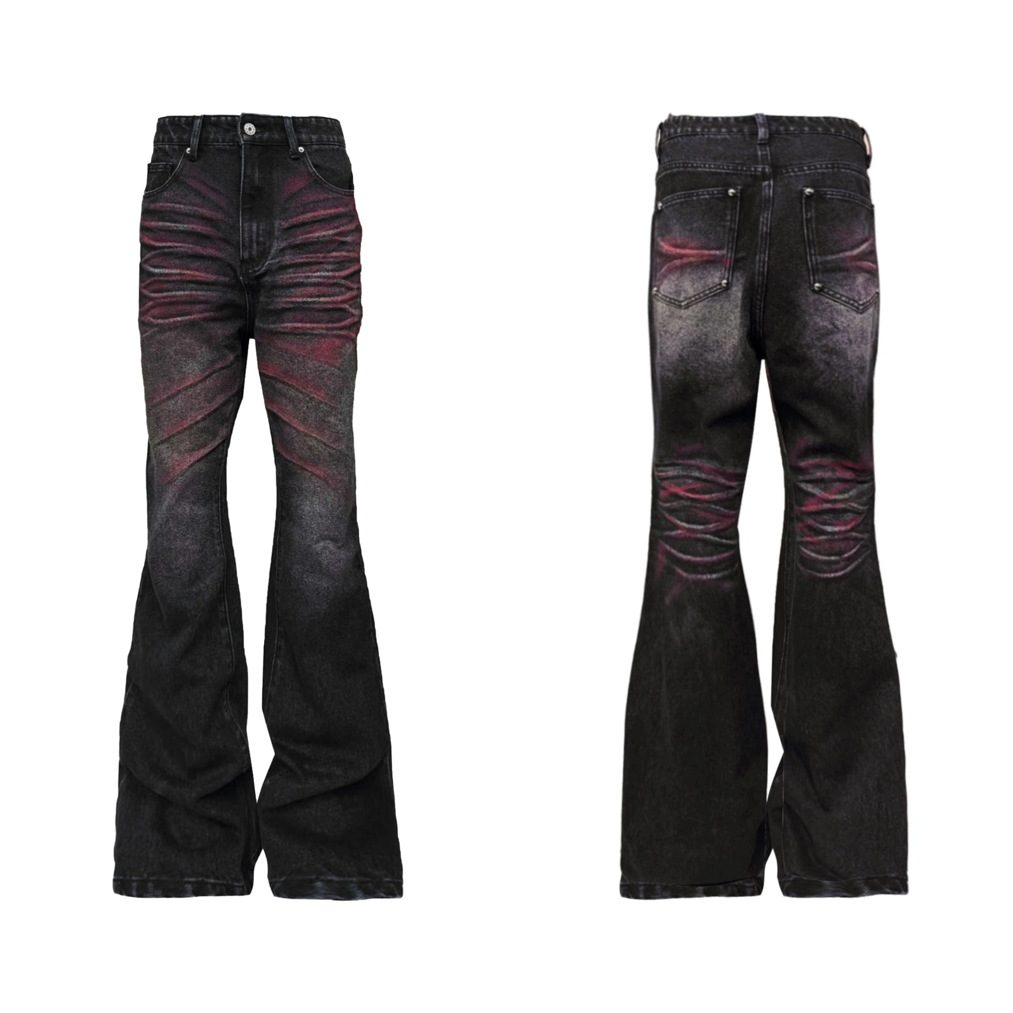 DETW online Jeans mit „Blood Claw“-Waschung, Used-Look und Nieten, ausgestellt