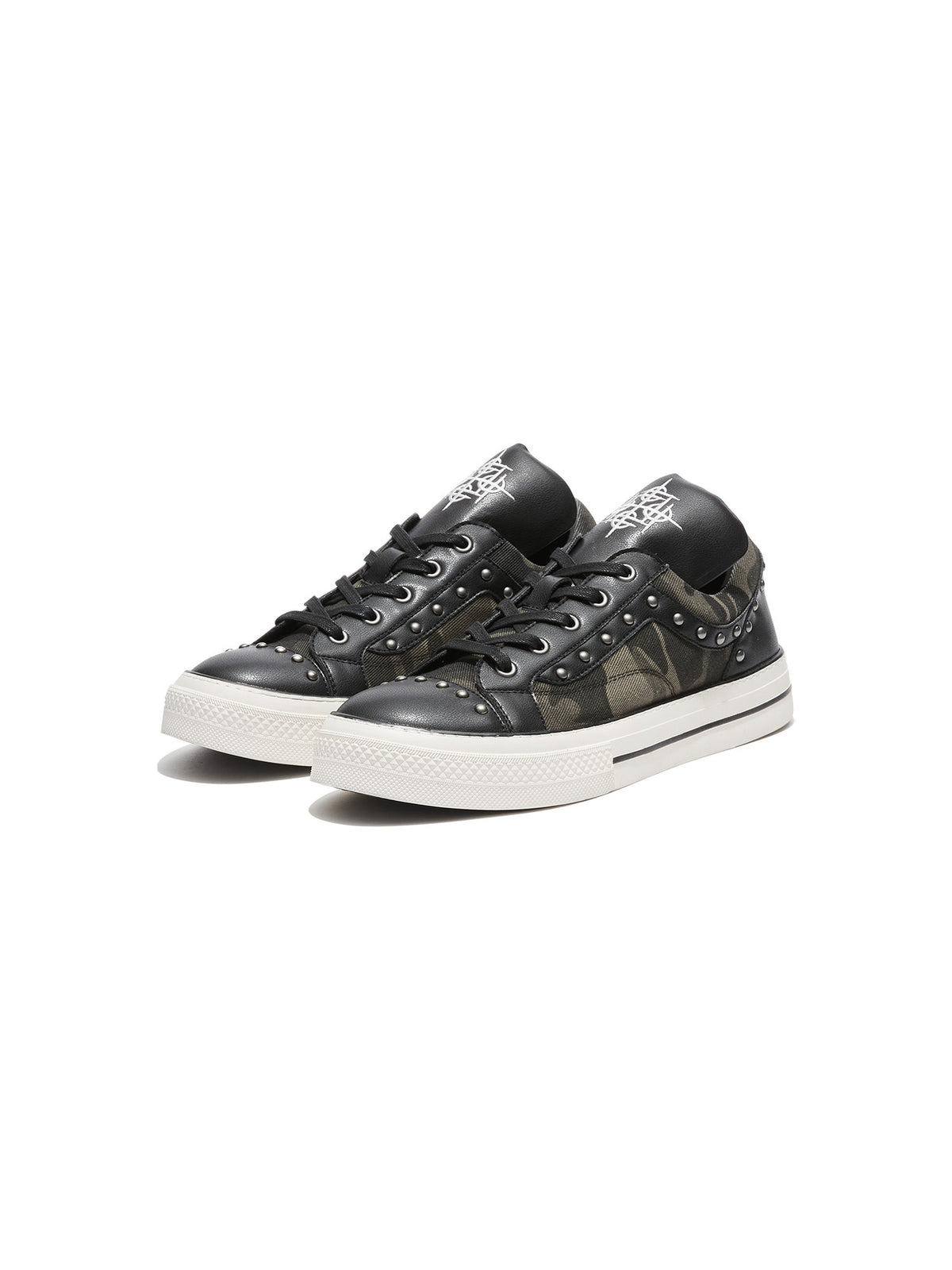 DETW online Camouflage Leather Patch Metal Rivets Hidden Platform Women&