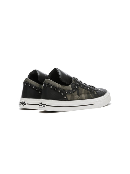 DETW online Camouflage Leather Patch Metal Rivets Hidden Platform Women&