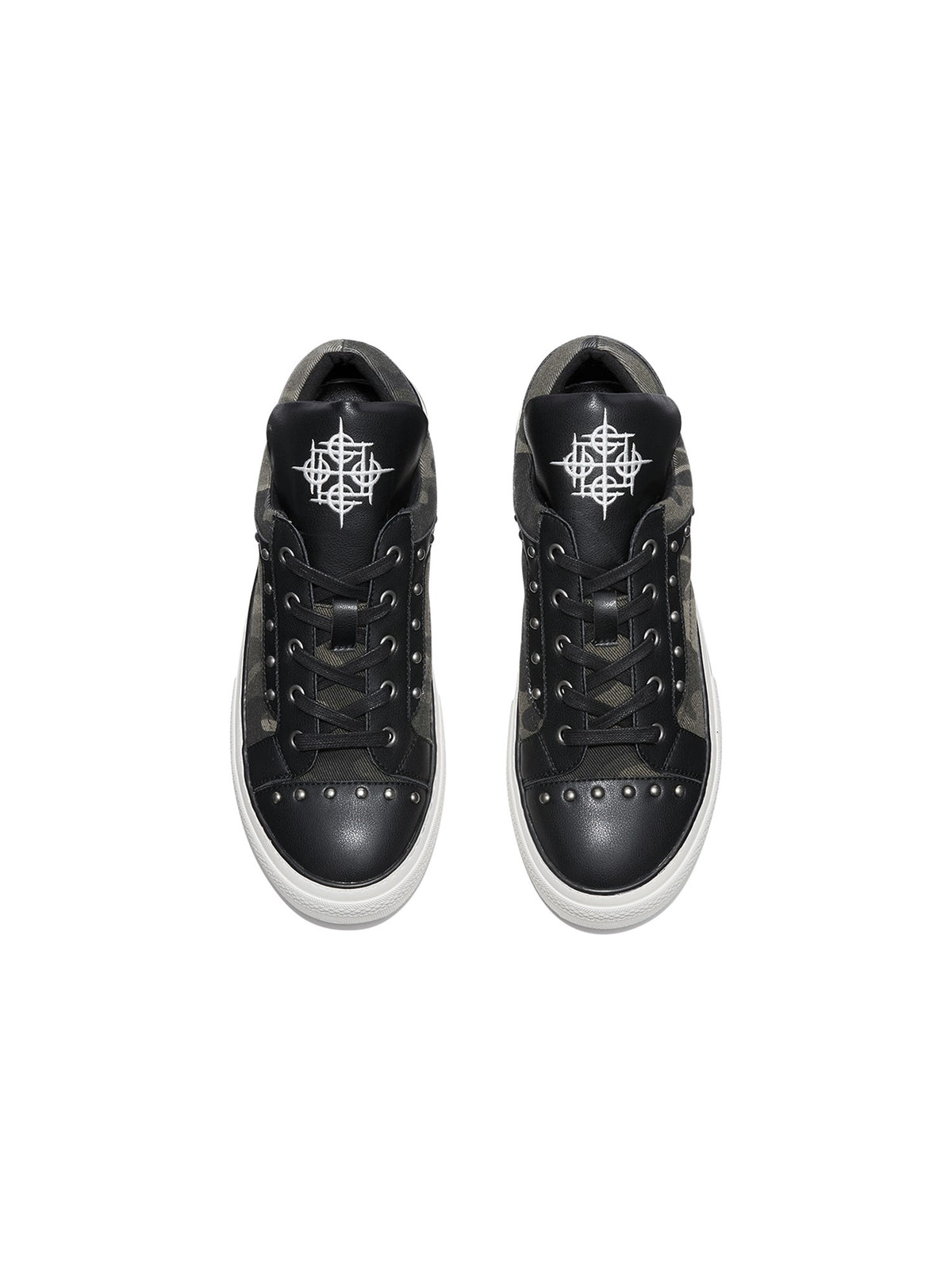 DETW online Camouflage Leather Patch Metal Rivets Hidden Platform Women&